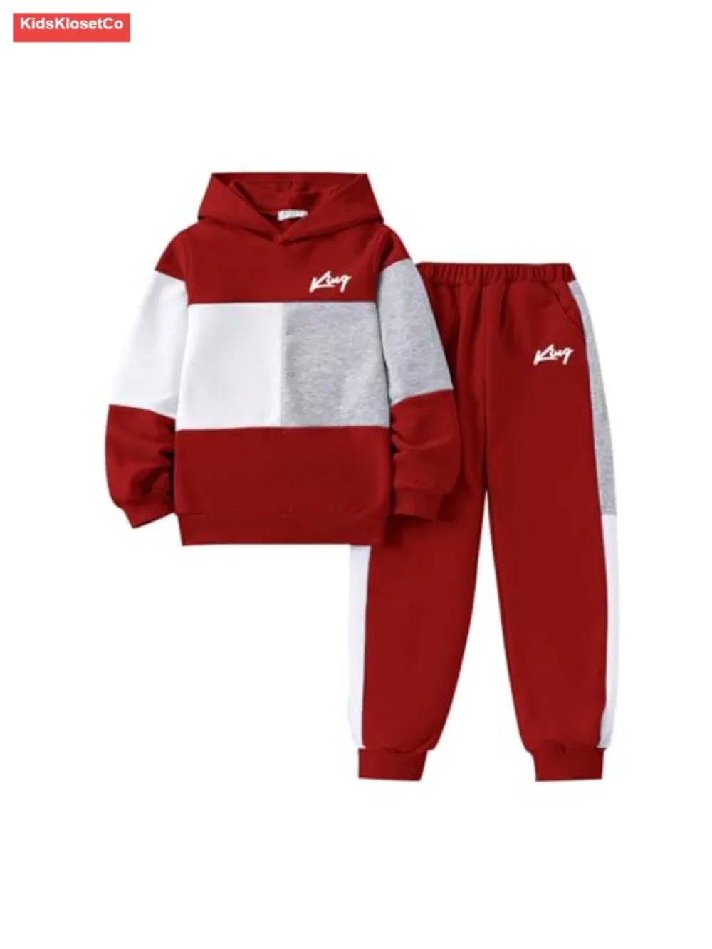 Boys 2-Piece Color Block Hoodie & Jogger Set Sweatsuit